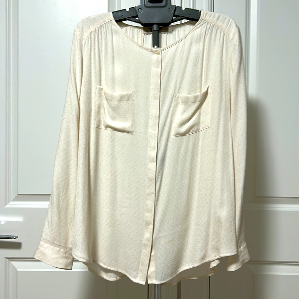 LOFT Round Neck Button Down Blouse